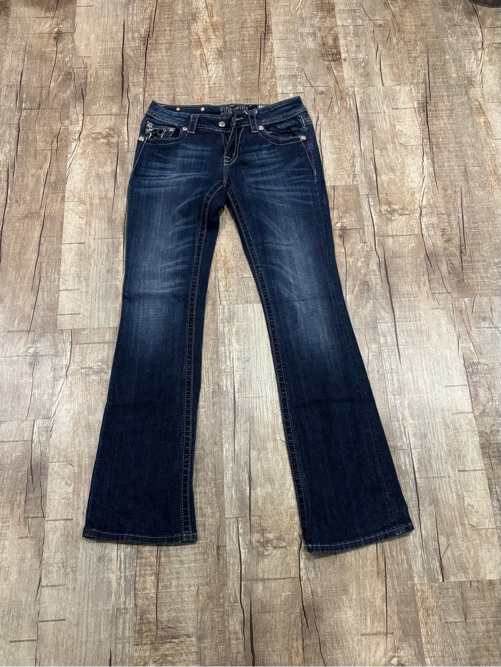 Miss Me Jeans Los Angeles Bootcut Dark Blue Denim Jeans Size 28X32 Y2K
